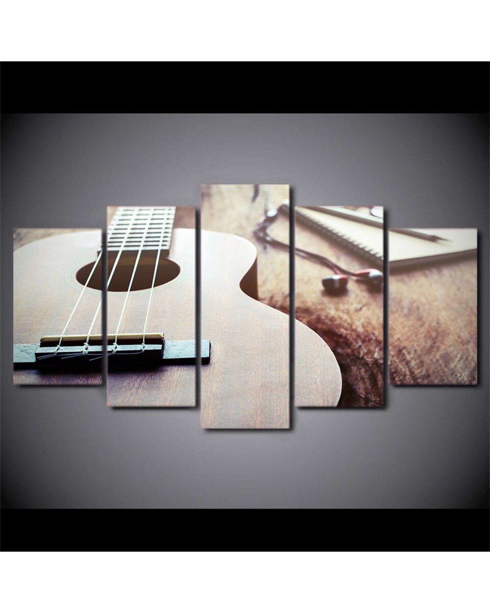 Classical Vintage Guitar Picture Print Music 5 Panel Canvas Art Wall Decor front-1