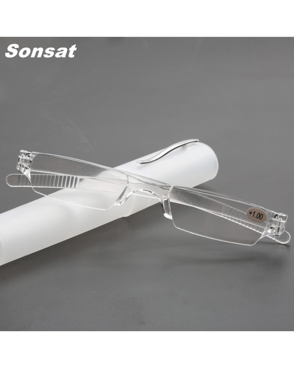 Pen Holder Reading Glasses Resin Lens Ultralight Presbyopia Eyeglasses Portable Men And Women Unisex Diopter +1.0 1.5 2 front-0