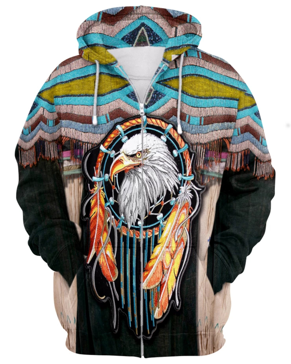 Hoodie Bohemia style Dreamcatcher Eagle 3D Print hoodies Unisex front-3