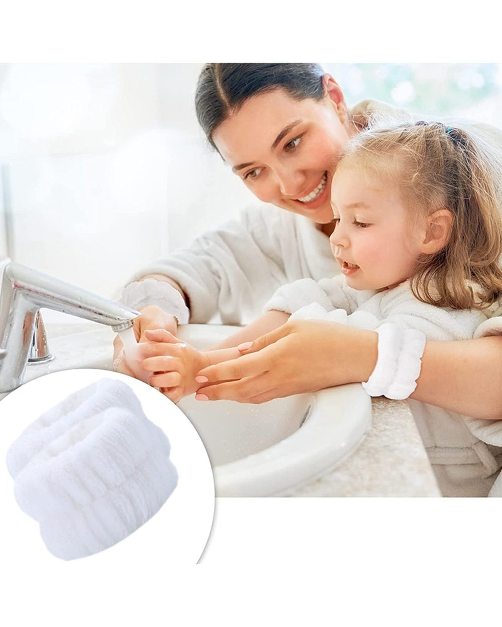 Flannel Washing Face Headband Absorbent Wristband Makeup Hair Band Wrist Sweatband Liquid Spa Washband Wrist Band Solid front-3