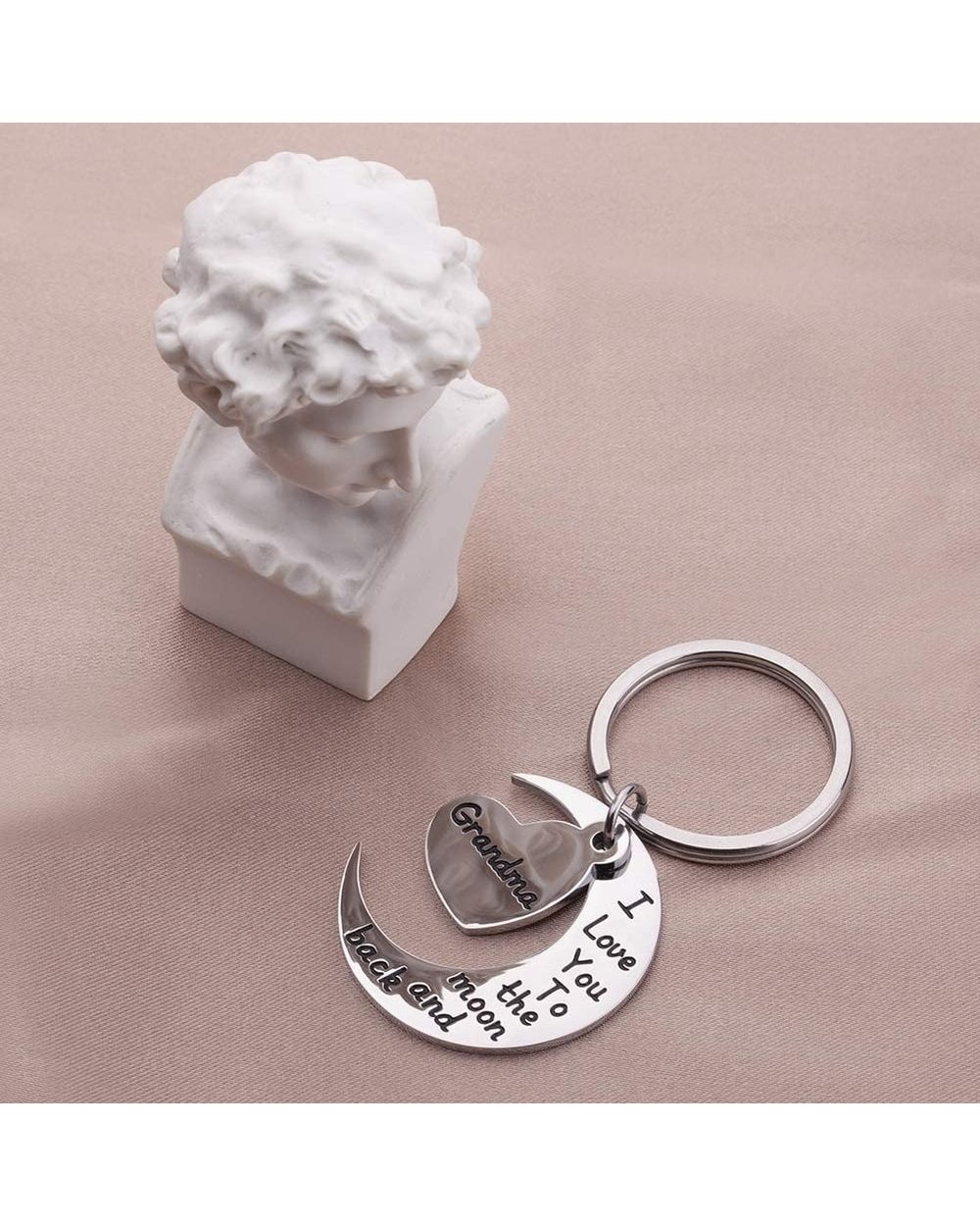 Grandma Grandmother Keychain Gift From Granddaughter Grandson I Love You To The Moon and Back front-4