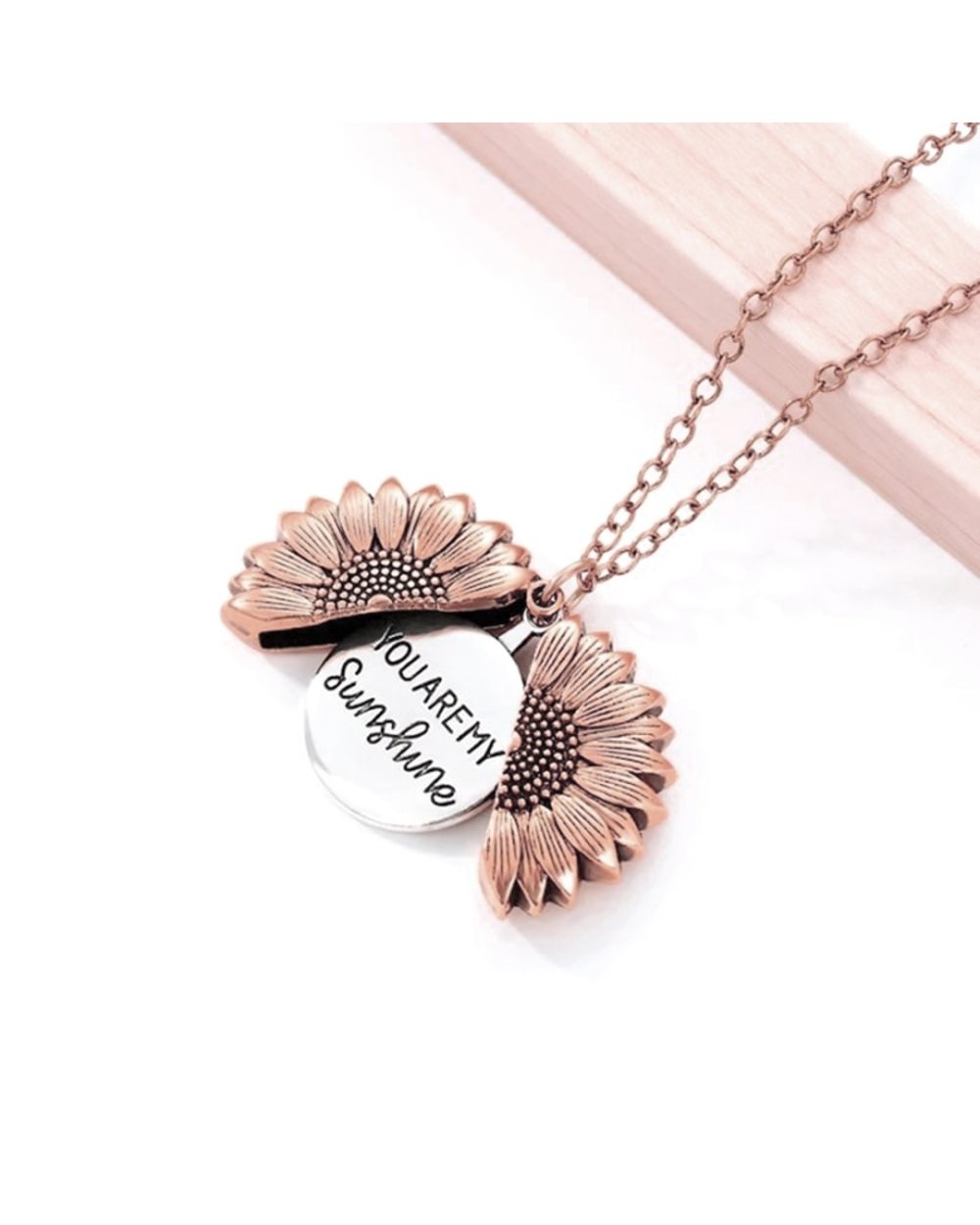 You Are My Sunshine Sunflower Necklaces For Women Rose Gold Silver Color front-4