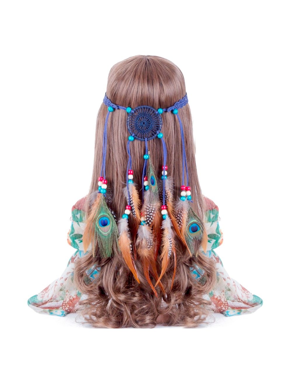 Hair Accessories Headband Dream Catcher Feather Headdress Fashion Peacock Feather Headbands VG06 front-2