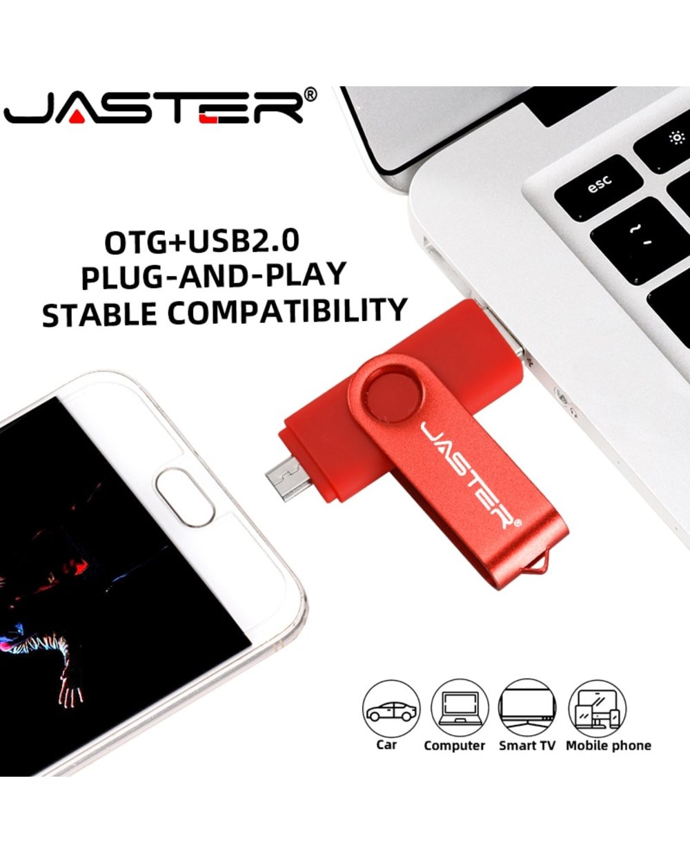 3 in 1 USB flash drive OTG High Speed Pen Drive 64GB 32GB TYPE-C Adapter Gift 16GB 8GB Micro USB stick Red front-2
