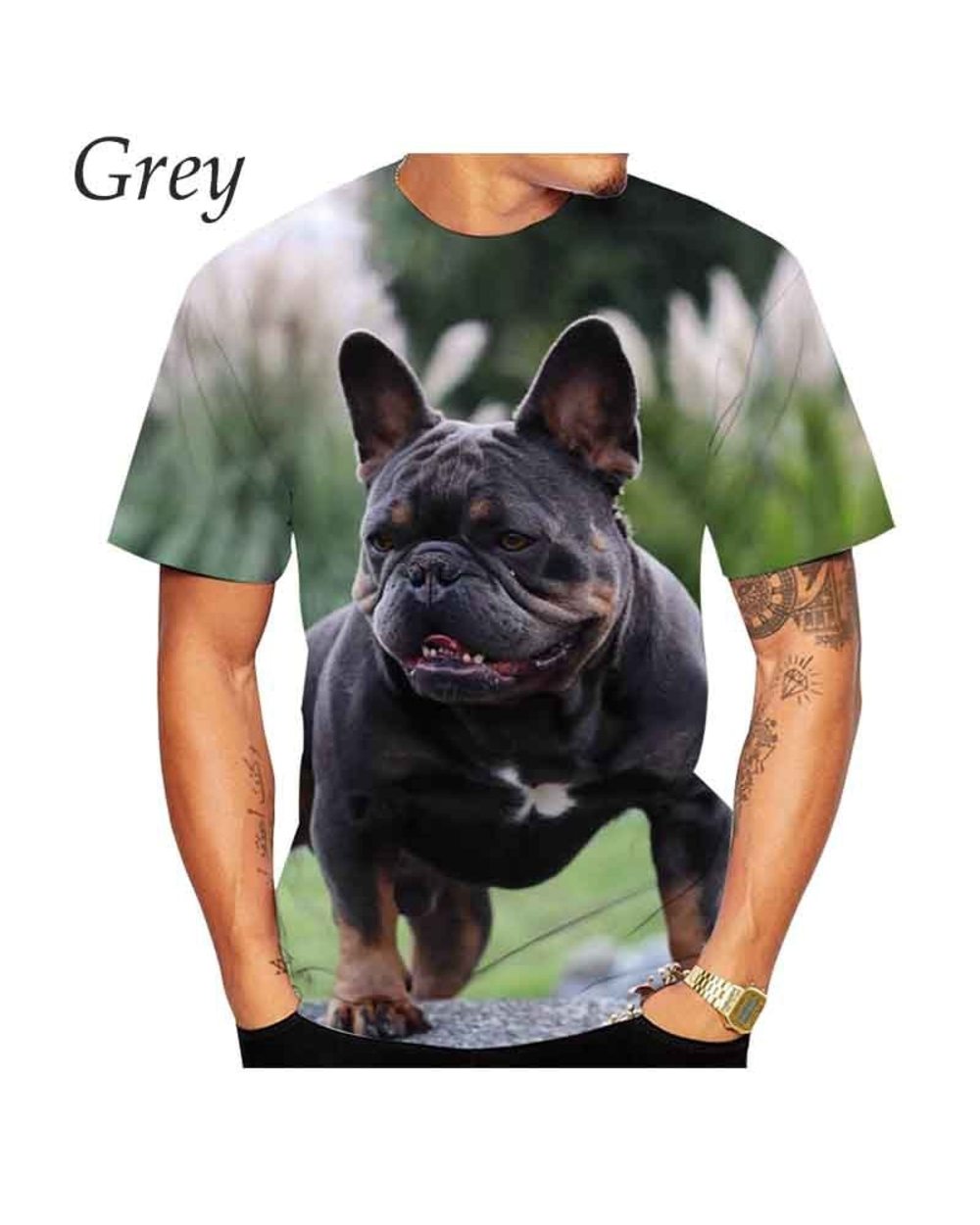 Unisex Cute Bulldog 3D Printed Cute T-shirt Fitness Short Sleeve Tops Tee front-2