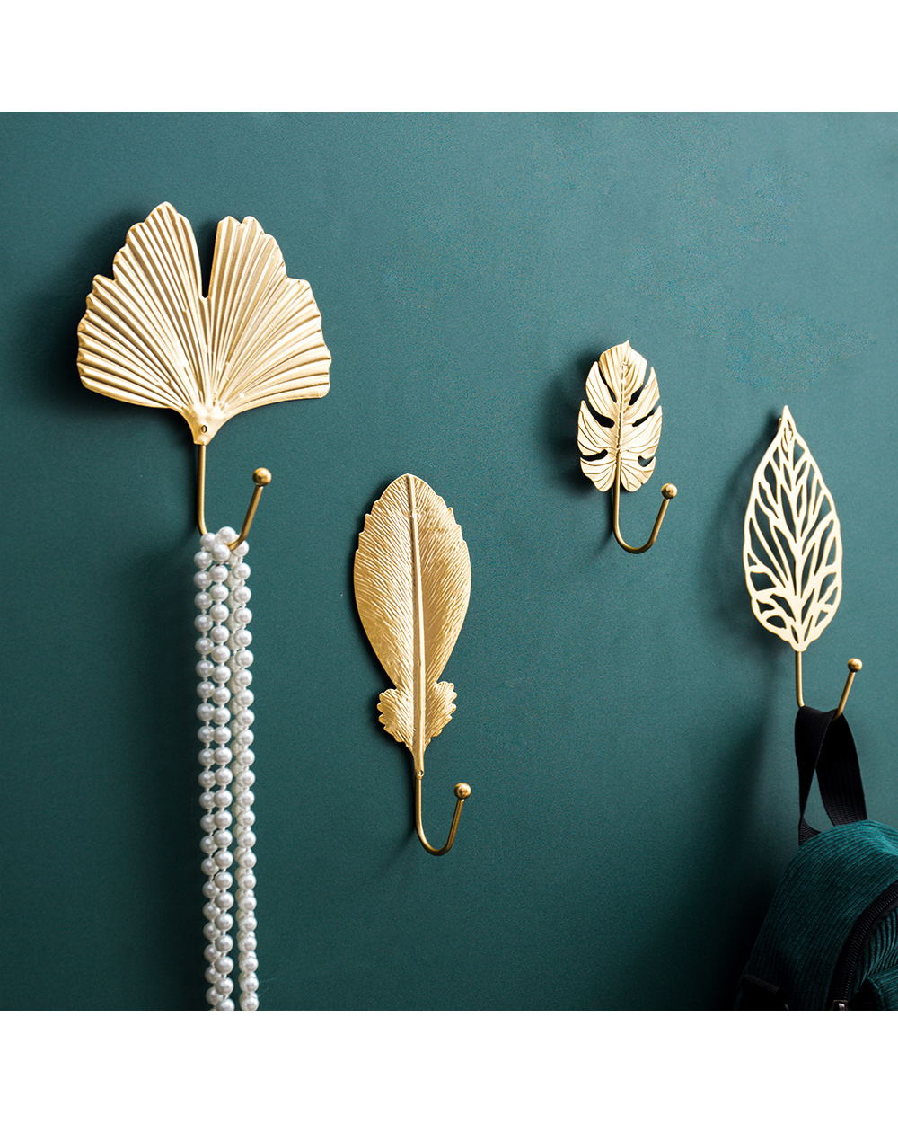 Creative Plant Leaf Golden Wall Hook Aluminum Material Wall Key Holder Wall Decoration Wall Coat Rack Hanger In The Hal front-0