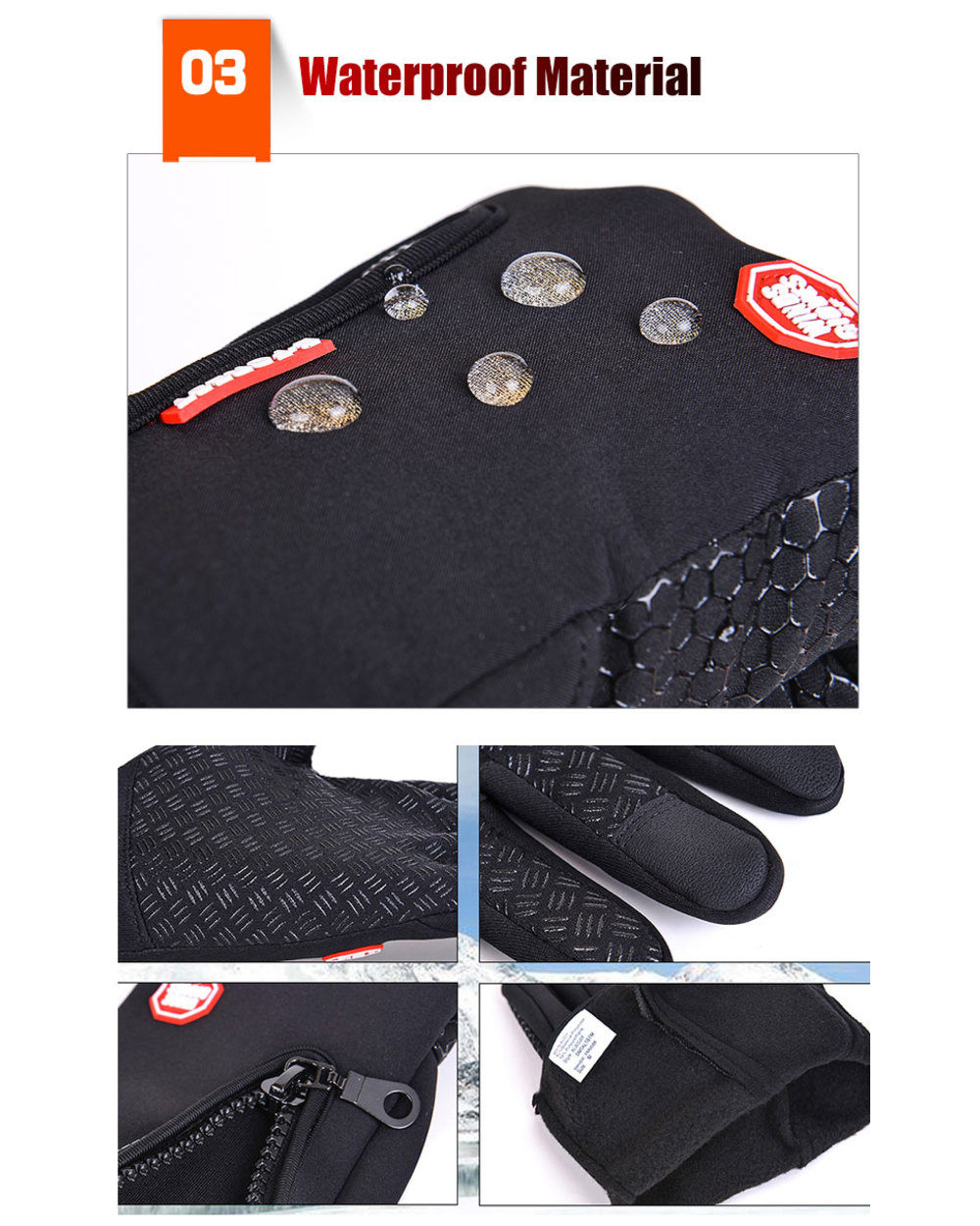 UniqComfy Unisex Warm Thermal Gloves Cycling Running Driving Gloves front-3