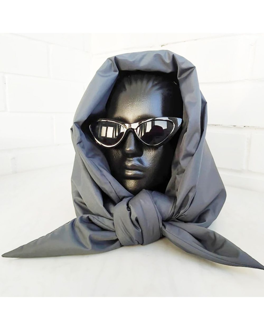 Fashion Top Head Hood Scarf-Hood Winter Scarves Woman Quilted Puffy Headscarf Casual Solid Keep Warm Shawls Windproof H front-2