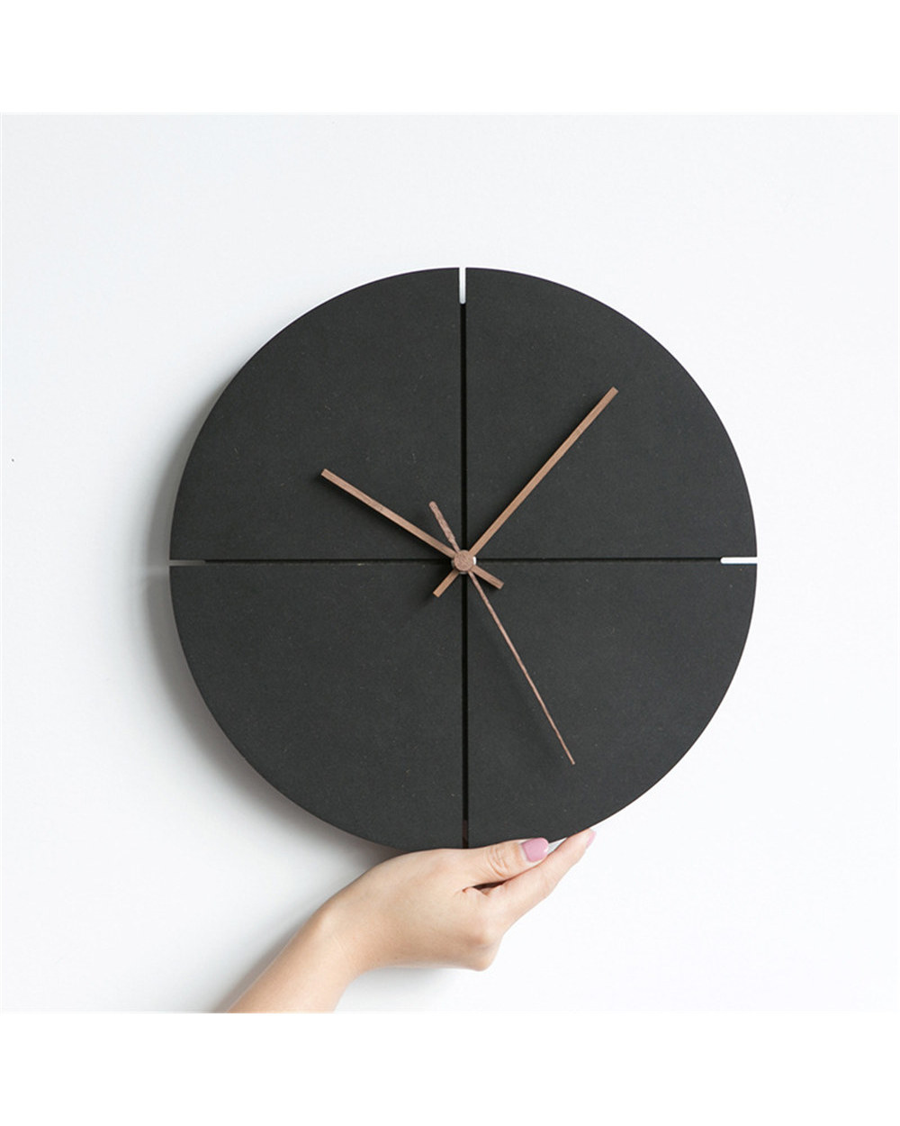 Mysterious Black 12 Inch Wall Clock Modern Mdf Board Artistic Square Hanging Clock Nordic Home Round Wooden Needle Clock front-2