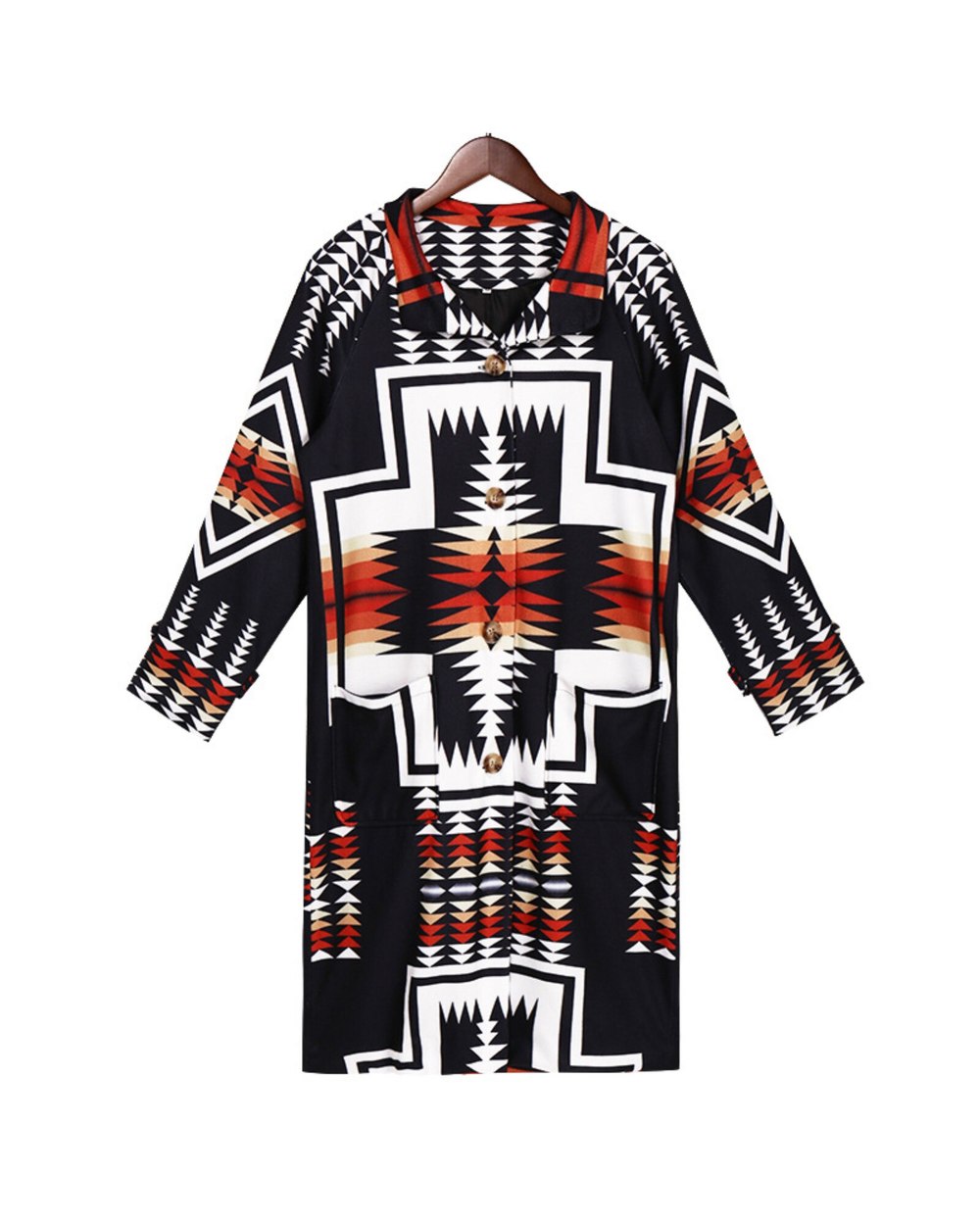 Jackets Winter Warm Long Sleeve Color Block Retro Floral Print Coat Outerwear Women's Clothing Street wear front-4
