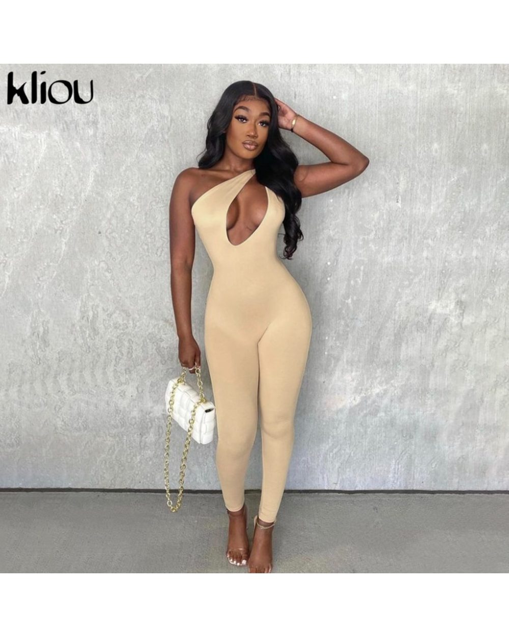One Shoulder Sexy Cut Out Rompers Womens Jumpsuit Streetwear Active Wear Skinny Slim Jumpsuits Summer front-0