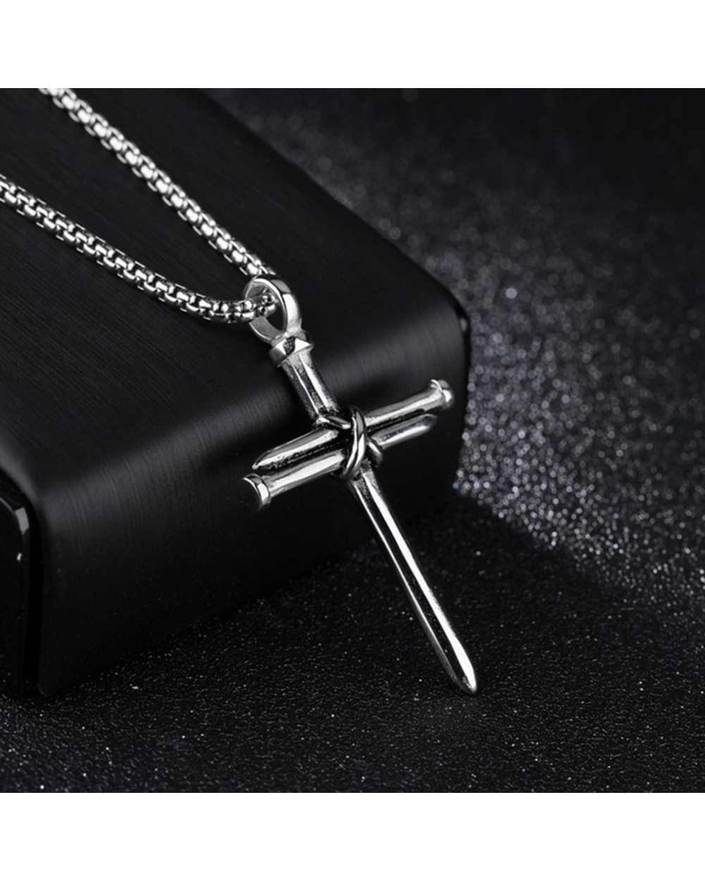 Men's Nail Cross Necklace front-3