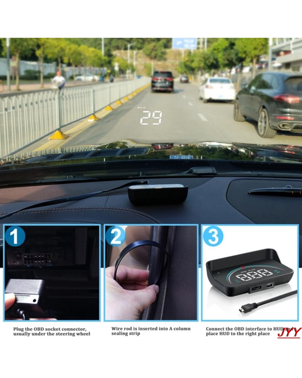 M8 Car Hud Head Up Display Obd2 Ii Euobd Overspeed Warning System Projector front-3