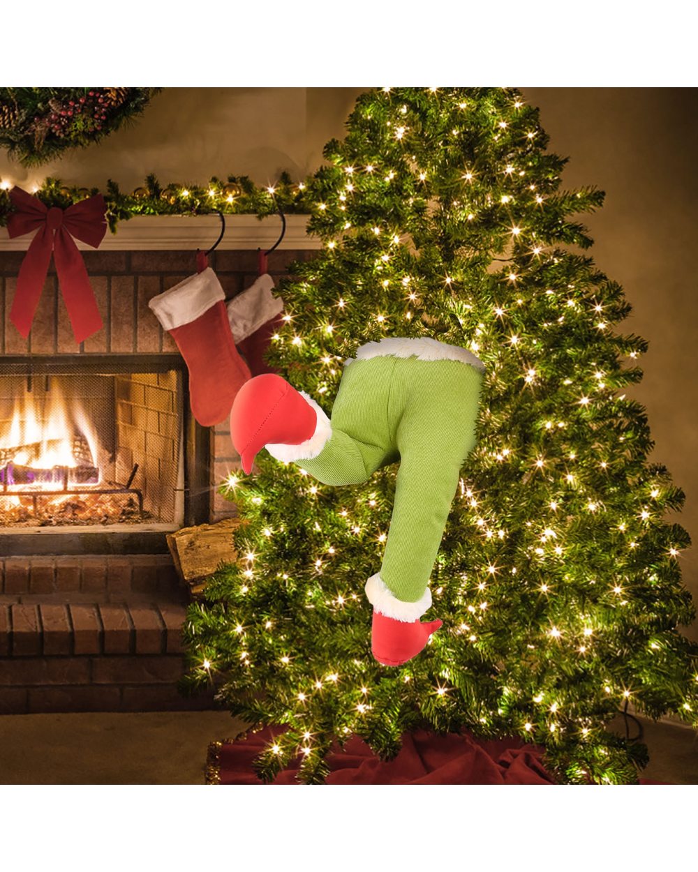 The Thief Christmas Tree Decorations Grinch Stole Christmas Stuffed Elf Legs Funny Gift For Kid Christmas Ornaments front-2