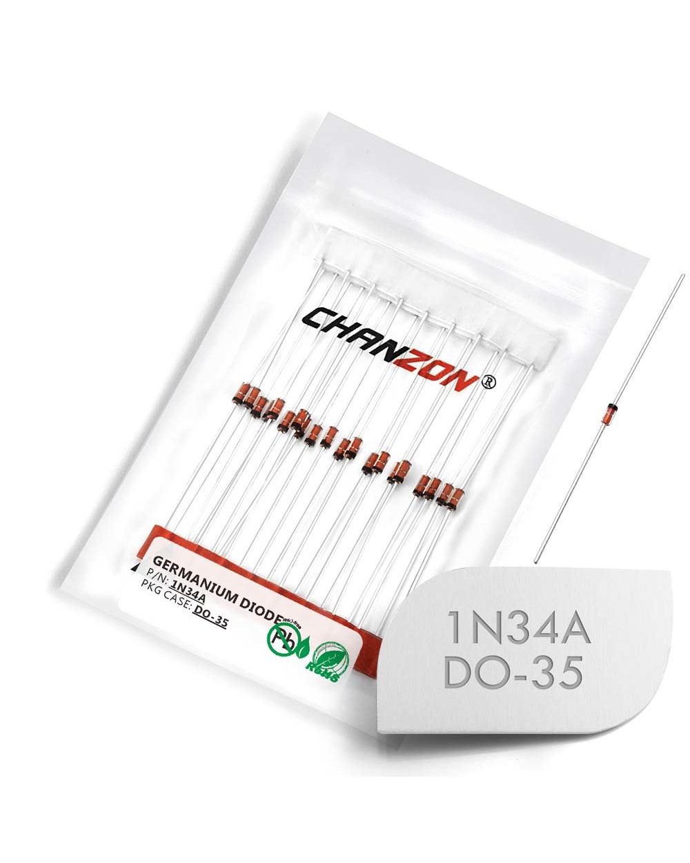(20 Pcs) 1N34a 1N34 Germanium Diode 50Ma 65V Do-35 (Do-204Ah) In34a In34 Axial Ge For Tv Fm Am Radio Detection front-0