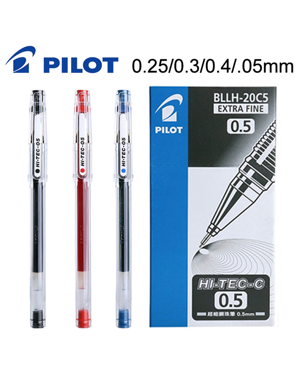 10 Pieces Pilot Hi-Tec-C Gel Pen Bllh-20C3 Bllh-20C4 Bllh-20C5 0.3 Mm 0.4 Mm 0.5 Mm 0.25 Mm Financial Pen Japan front-0