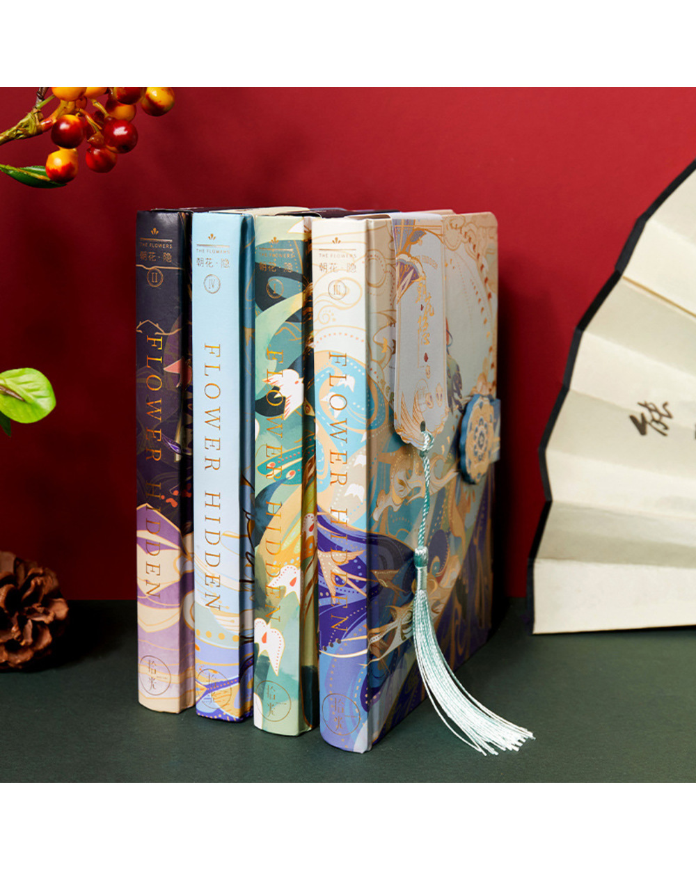 Cute Color Illustration Inside Page Notebook Chinese Style Hardcover 3D Stamping Title Page Diary Books Handbook Scrapb front-5