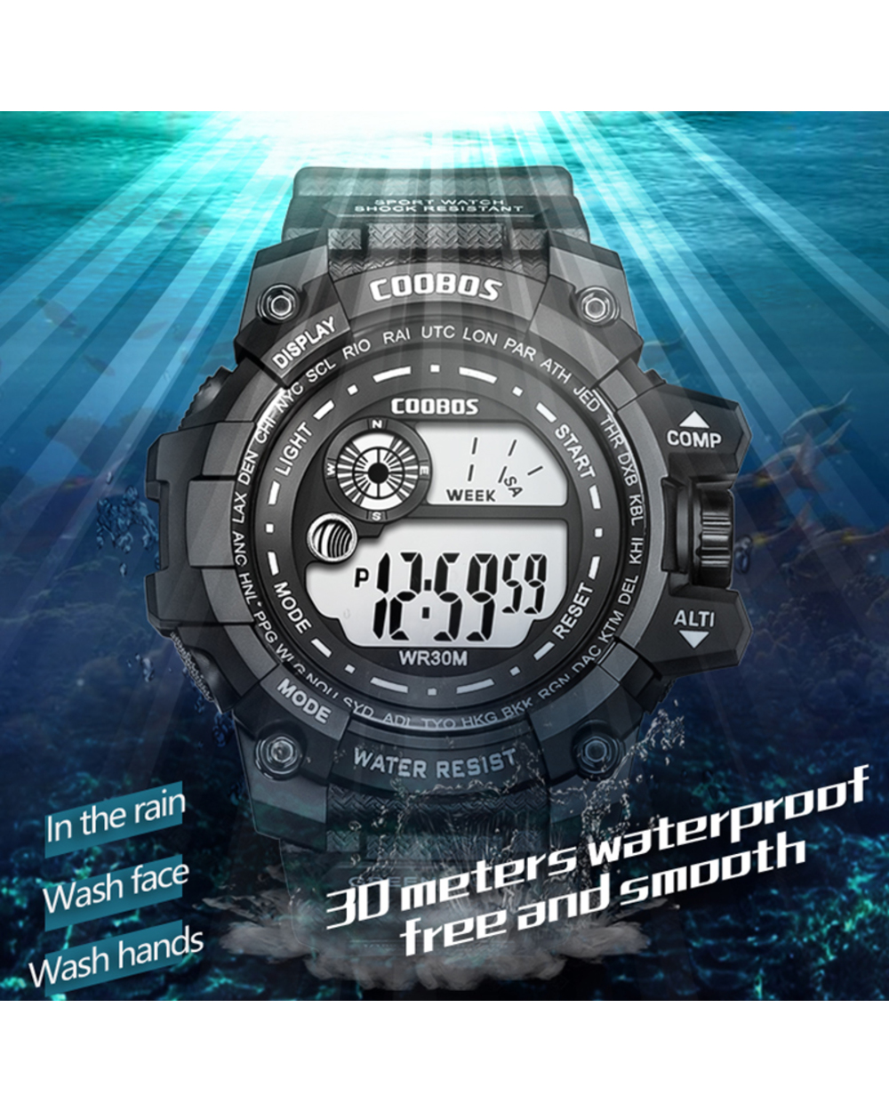 Cool Sport Watch High-end Silicone Strap Military Wrist Watch Led Calendar Waterproof Digital Watch front-5