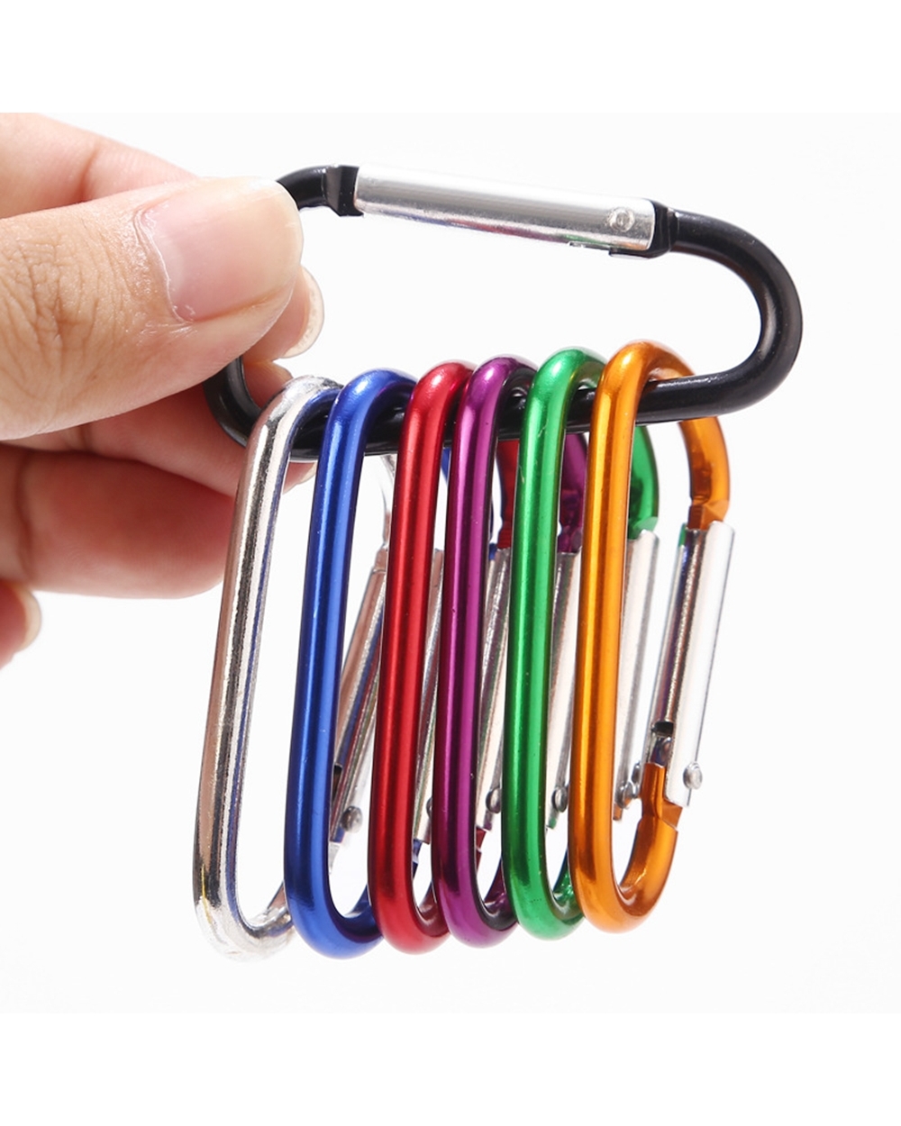 5Pcs Random Colors!!! Aluminium Alloy Safety Buckle Keychain Clim Button Carabiner Camping Hiking Hook Outdoor Sports T front-2