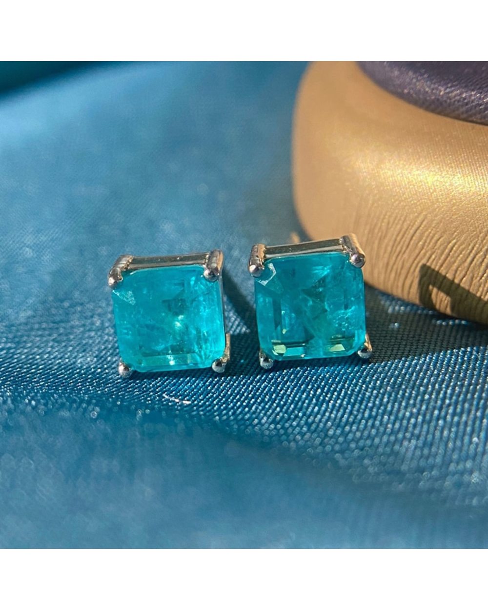 100% 925 Sterling Silver Paraiba Tourmaline Gemstone Birthstone Ear Studs Earrings front-1