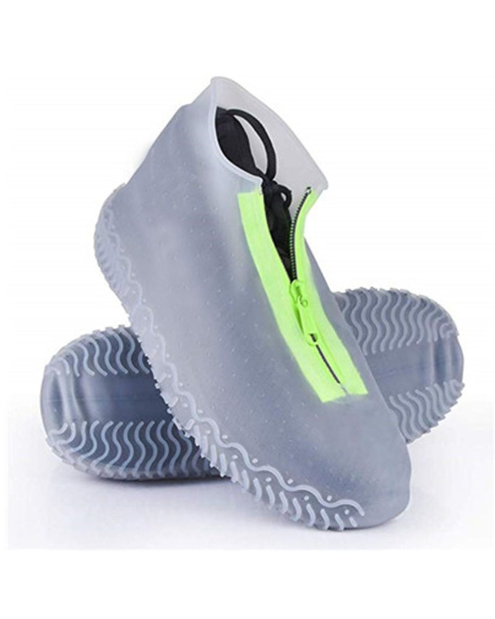 Women And Men Rubber Shoes Cover Zippers Unisex Reusable Waterproof Shoes Covers White Non Slip Silicone Rain front-0
