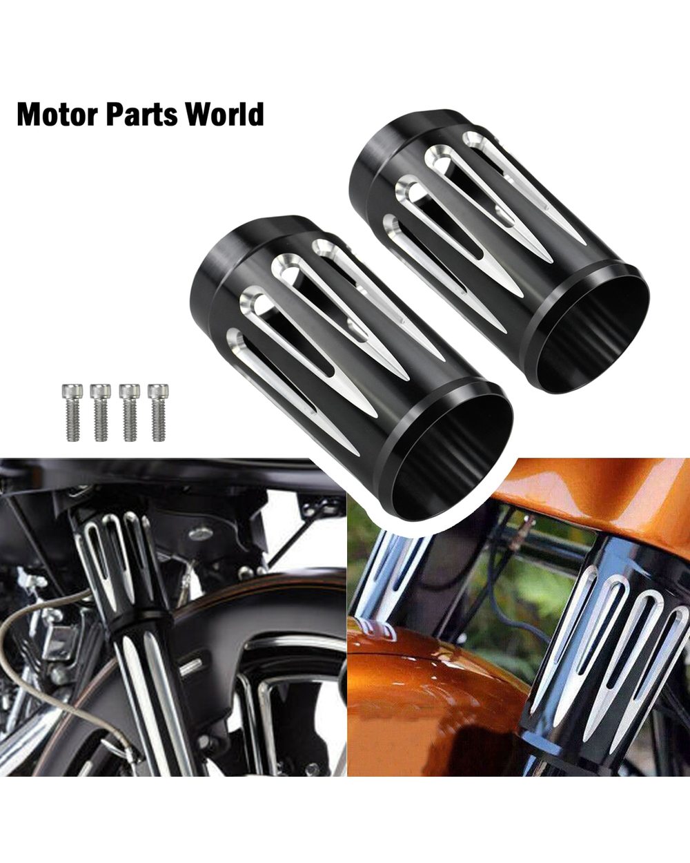Motorcycle Front Fork Boot Slider Covers Black For Harley Touring Road King Electra Street Glide 1980-2012 2013 front-0