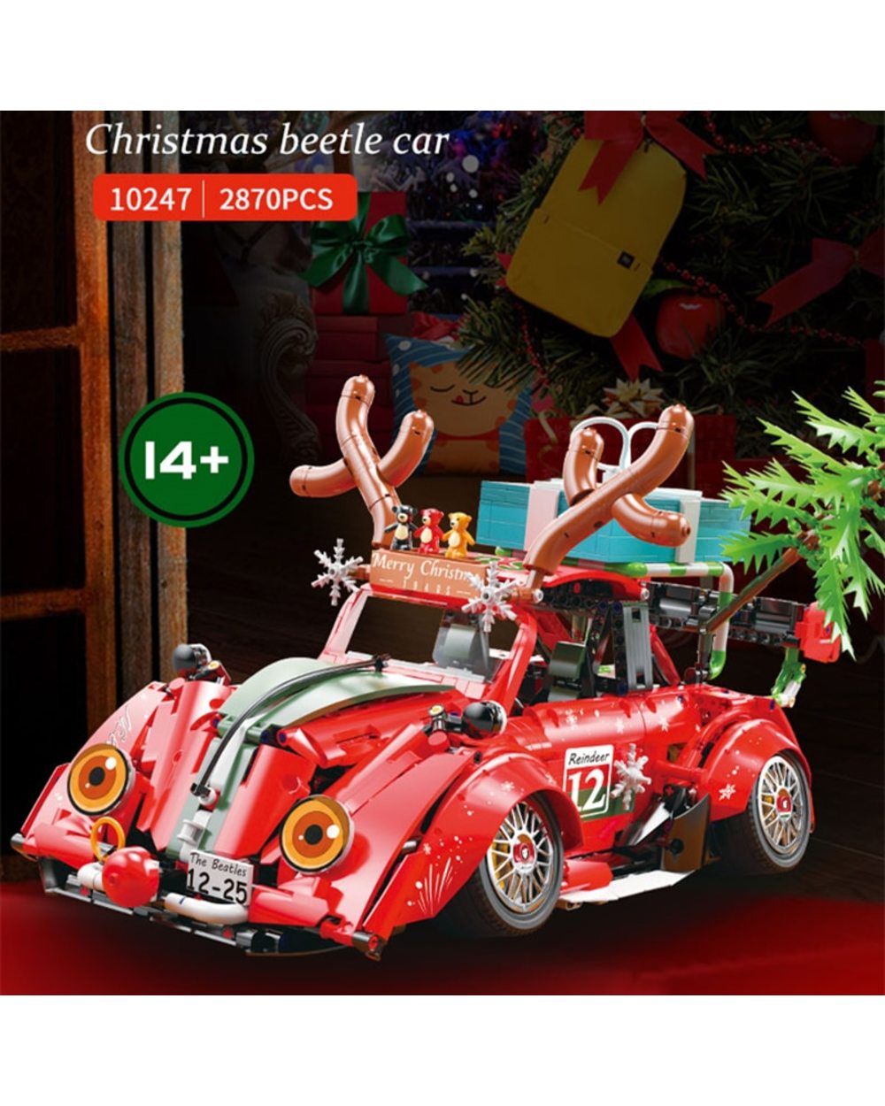 Christmas Beetle Car Model Building Blocks Brick Kids Toys New Year Gifts front-0
