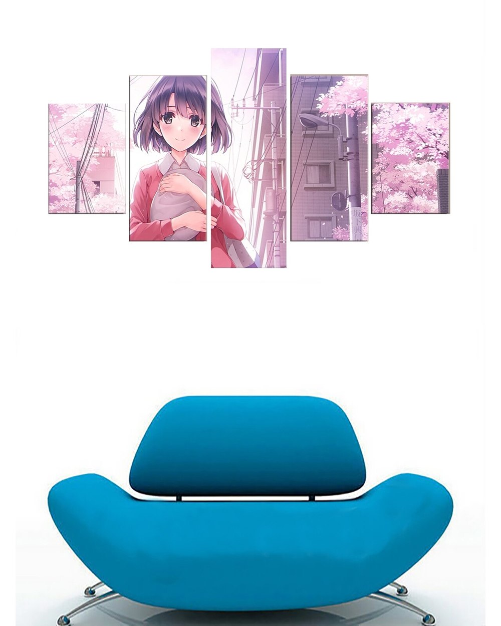 Katou Megumi Anime Picture Print Anime 5 Panel Canvas Art Wall Decor front-2