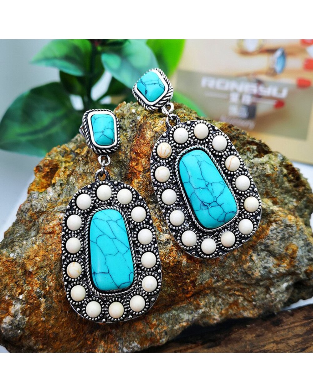 Fashion Native Brown Water Drop Stone Earring for Women front-3