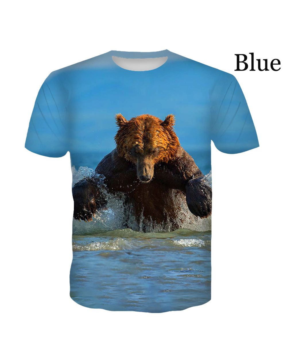 2022 Summer Ferocious Animal Black Bear 3D Printed Men Tops T-shirts front-2