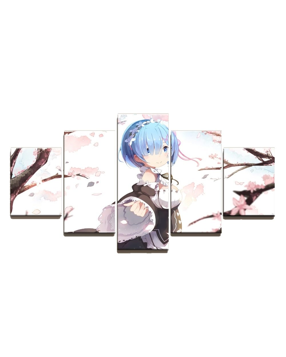 Japanese Anime Cute Girl in Sakura Blossom Picture Print 5 Panel Canvas Art Wall Decor front-2