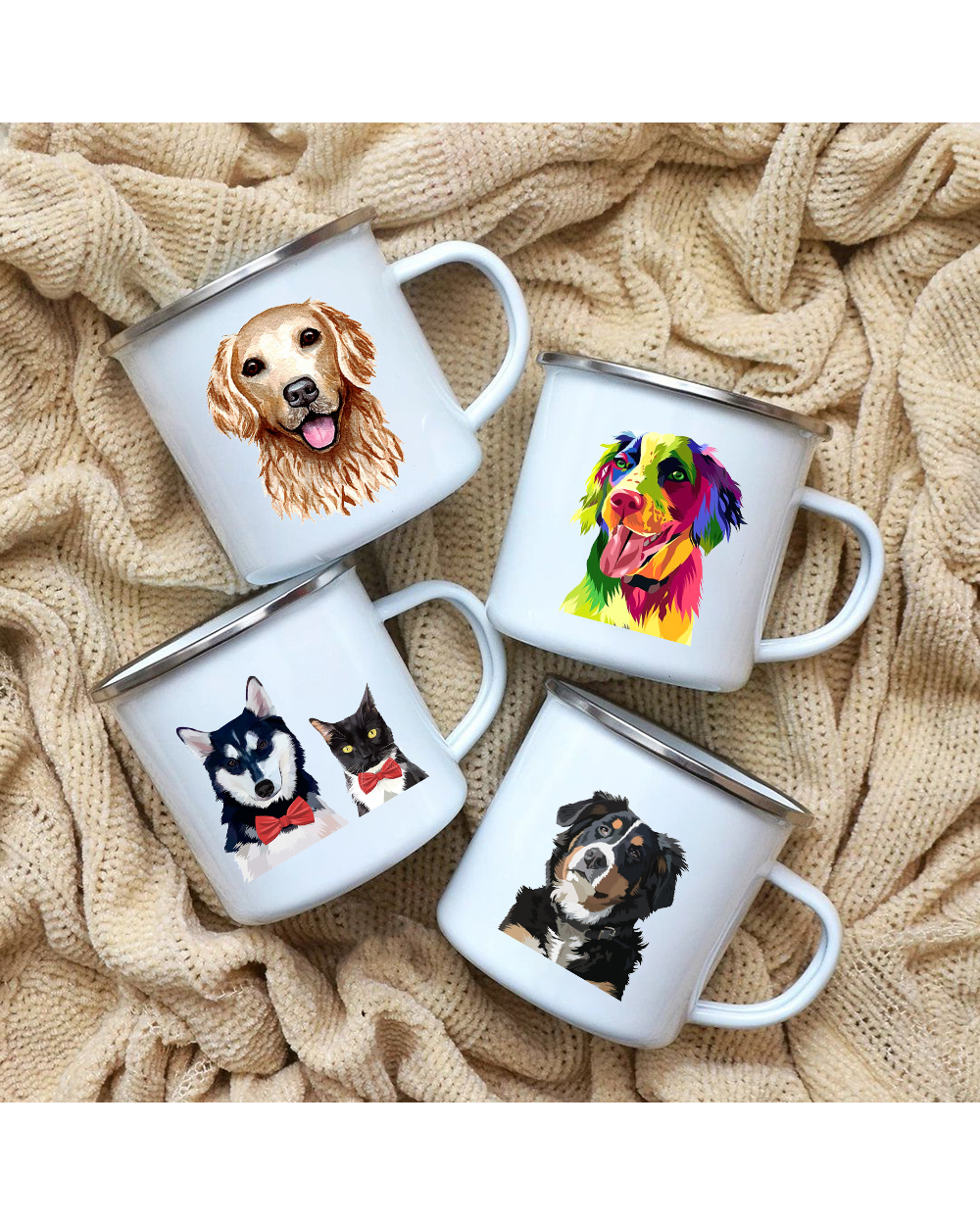 Cartoon Dog Enamel Coffee Tea Mugs Camping Water Mug Best Friend Gifts front-0