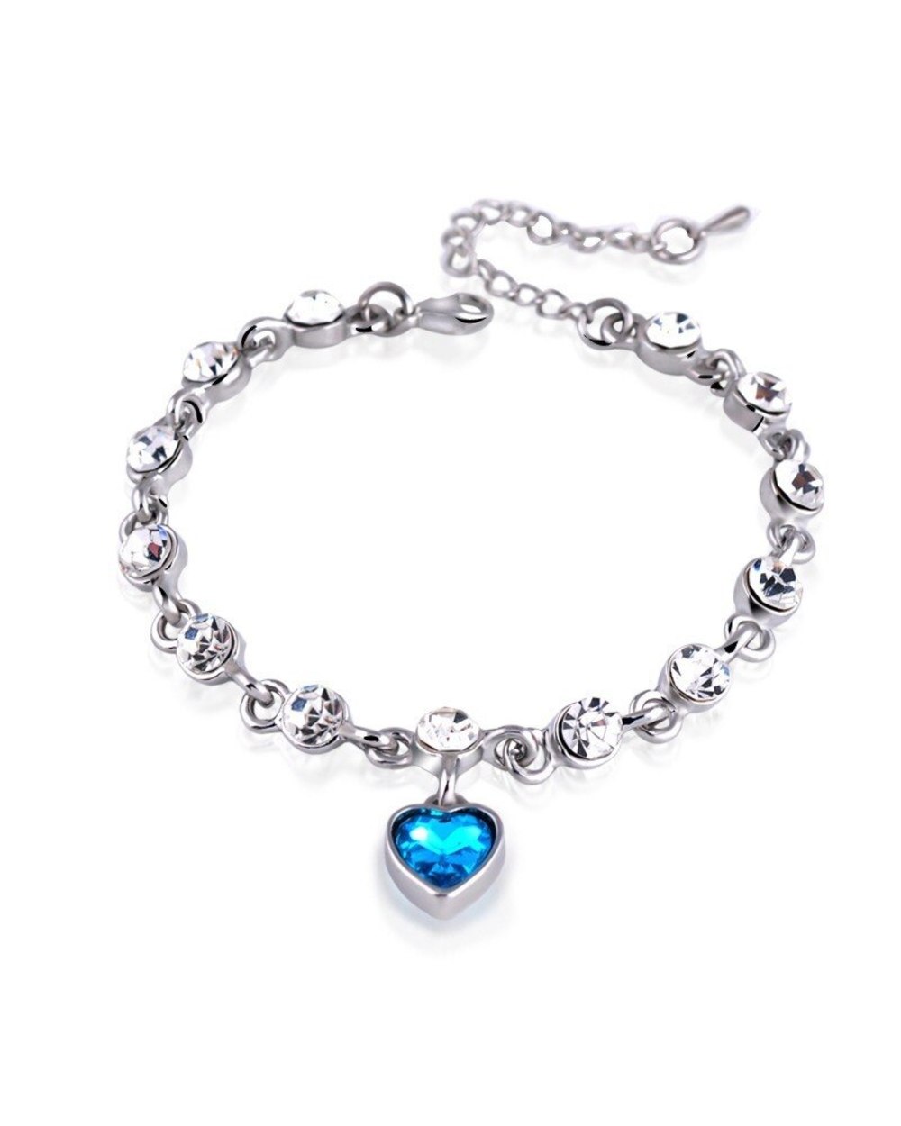 High Quality White/blue Crystal Zircon Bracelets for Women Romantic Titanic Ocean Heart Bracelets front-4