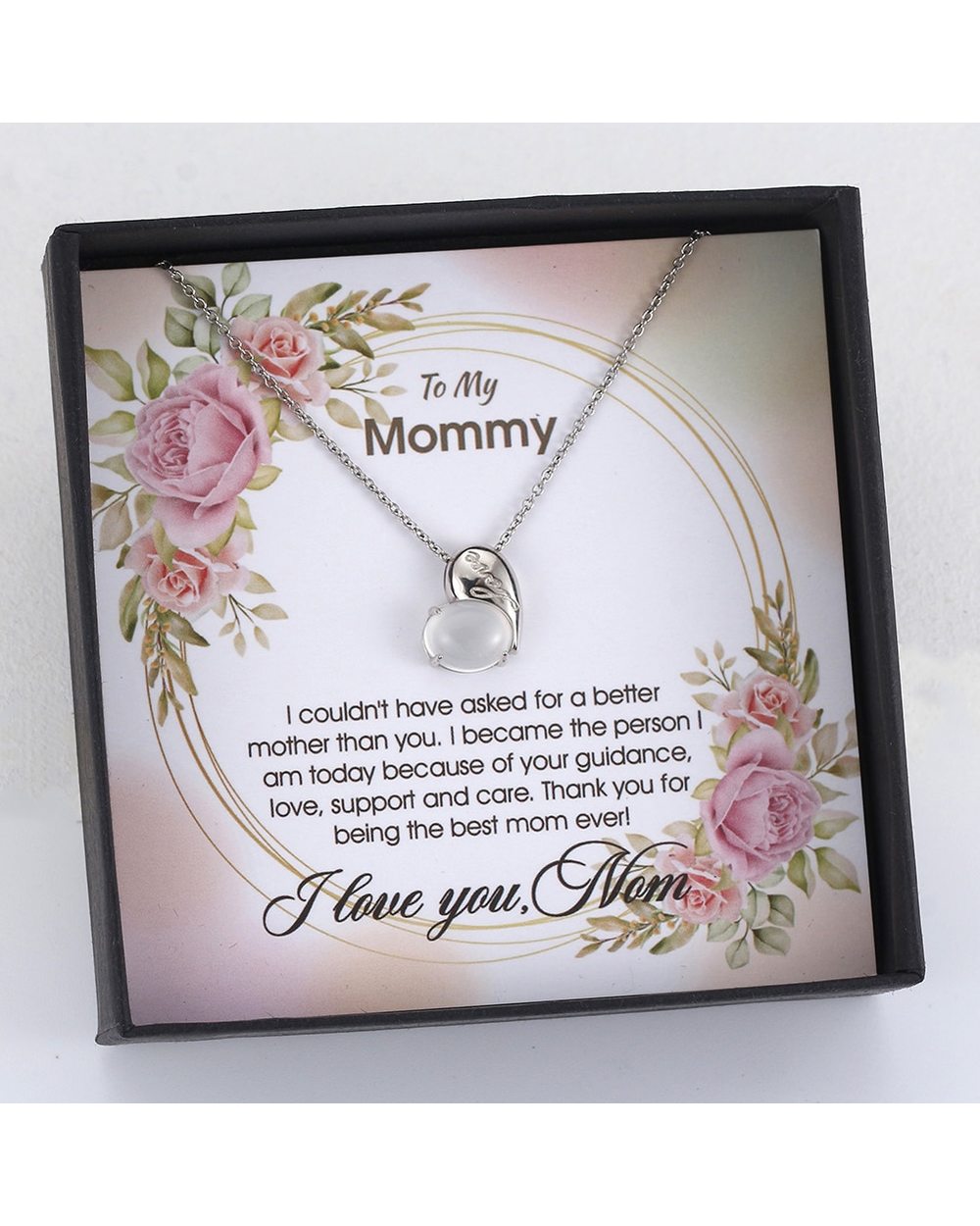 Love Heart Necklace To My Mom Necklace Birthday Valentines Gift to Mother front-0