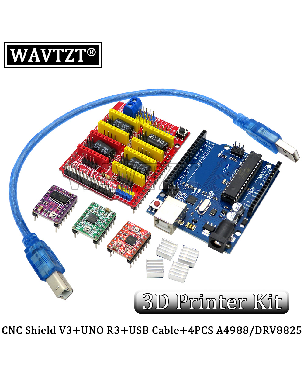 Cnc Shield V3 Engraving Machine 3D Printe+ 4Pcs Drv8825 Or A4988 Driver Expansion Board For Arduino + Uno R3 With Usb C front-0