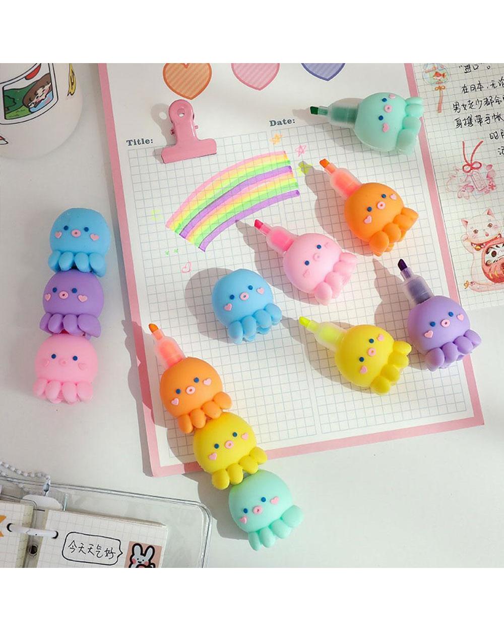 Kawaii Multicolor Assembly Octopus Fluorescent Marker Student Gift School Stationery Painting Pen Highlight Set Marker front-1