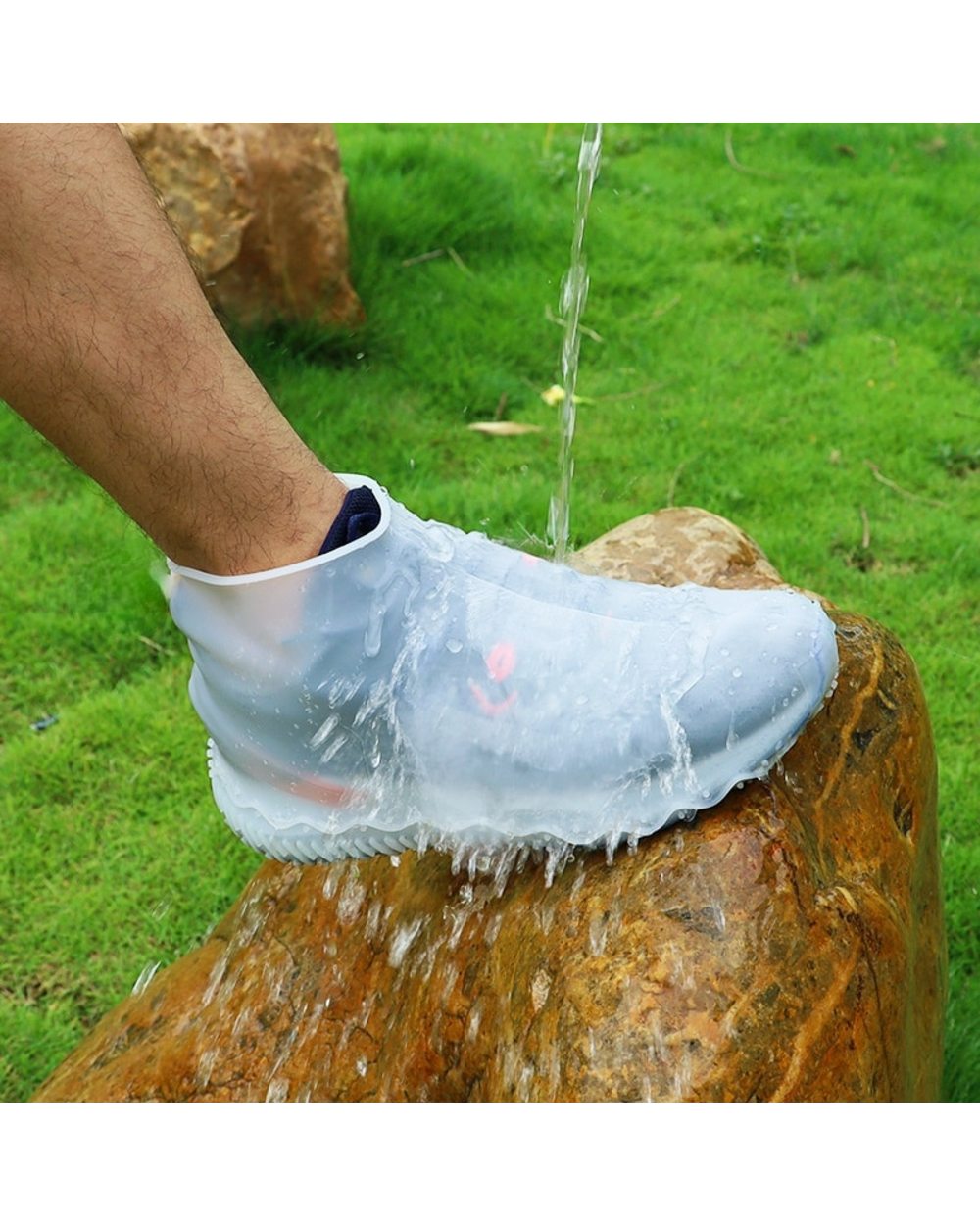 Thicken Silicone Rain Boots Waterproof Shoe Cover Unisex Shoes Protectors Transparent Non-Slip front-0