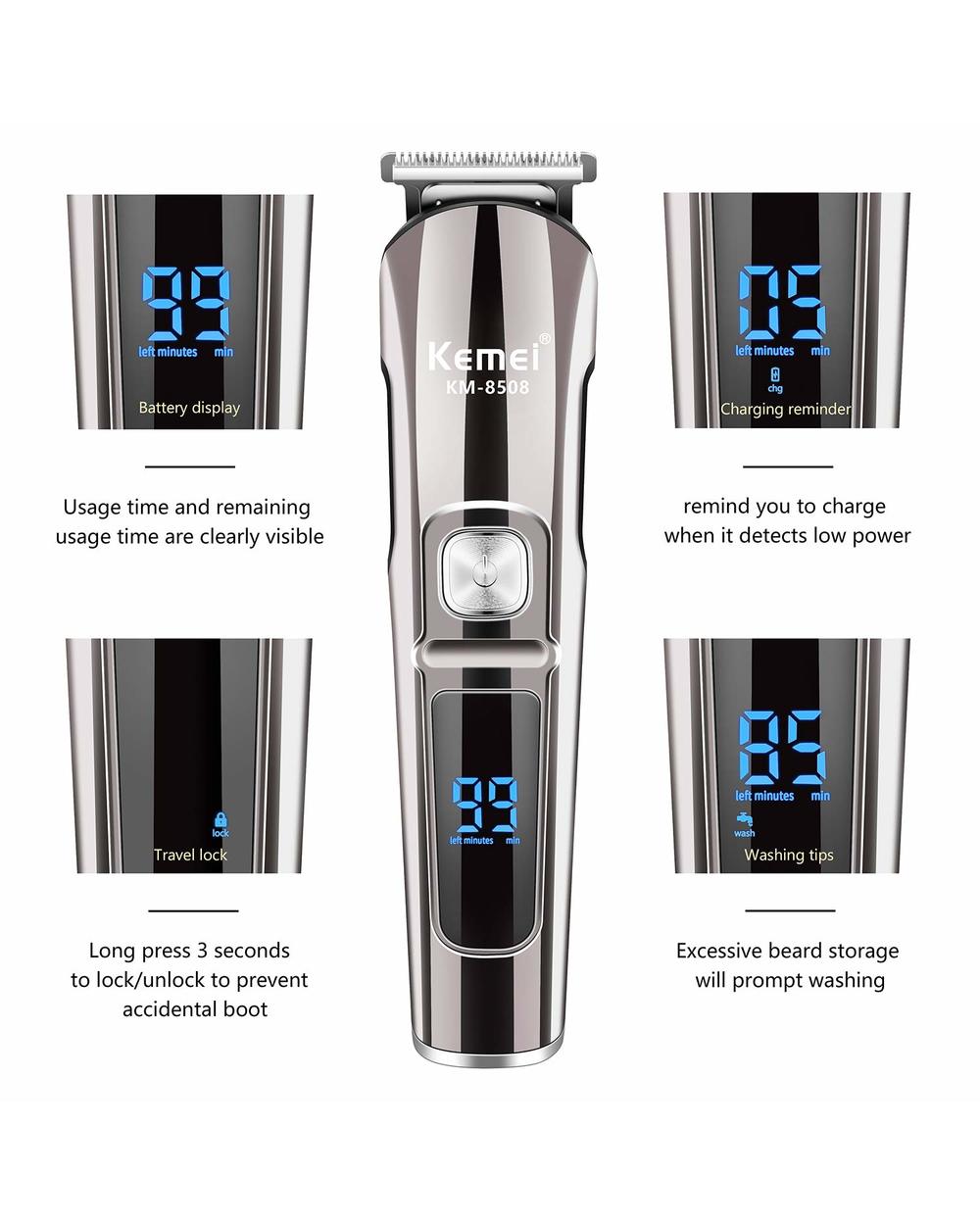 Kemei Professional Hair Trimmer Waterproof 6 In 1 Hair Clipper Electric Hair Cutting Machine Beard Trimer Body Men Hair front-2