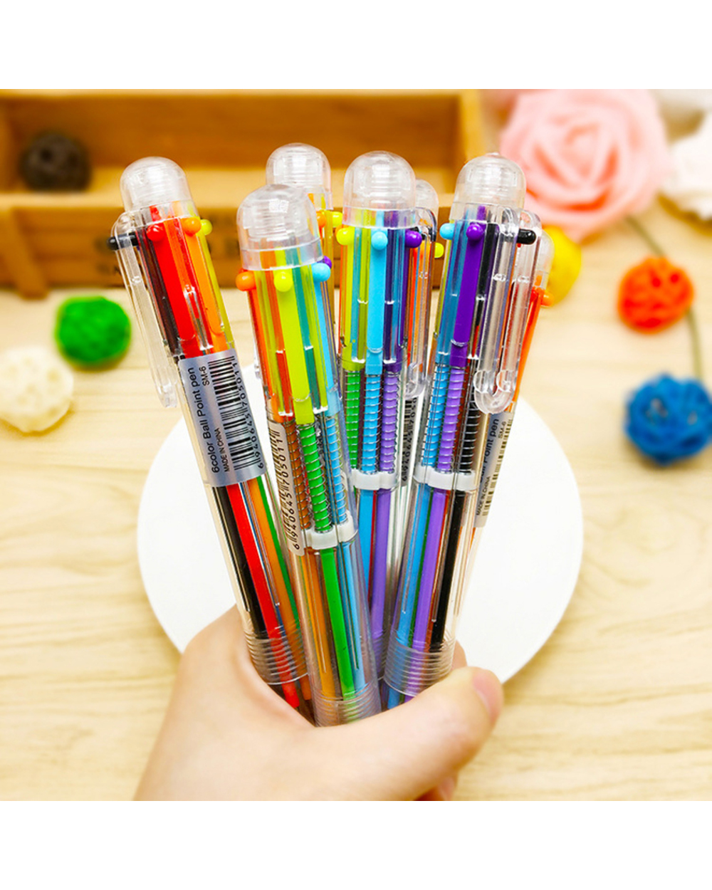Jonvon Satone 20Pcs Ball Point Pen Marker Korea Creative Stationery Pen 6 Color In 1 Ballpoint Pen Color School Supplie front-0