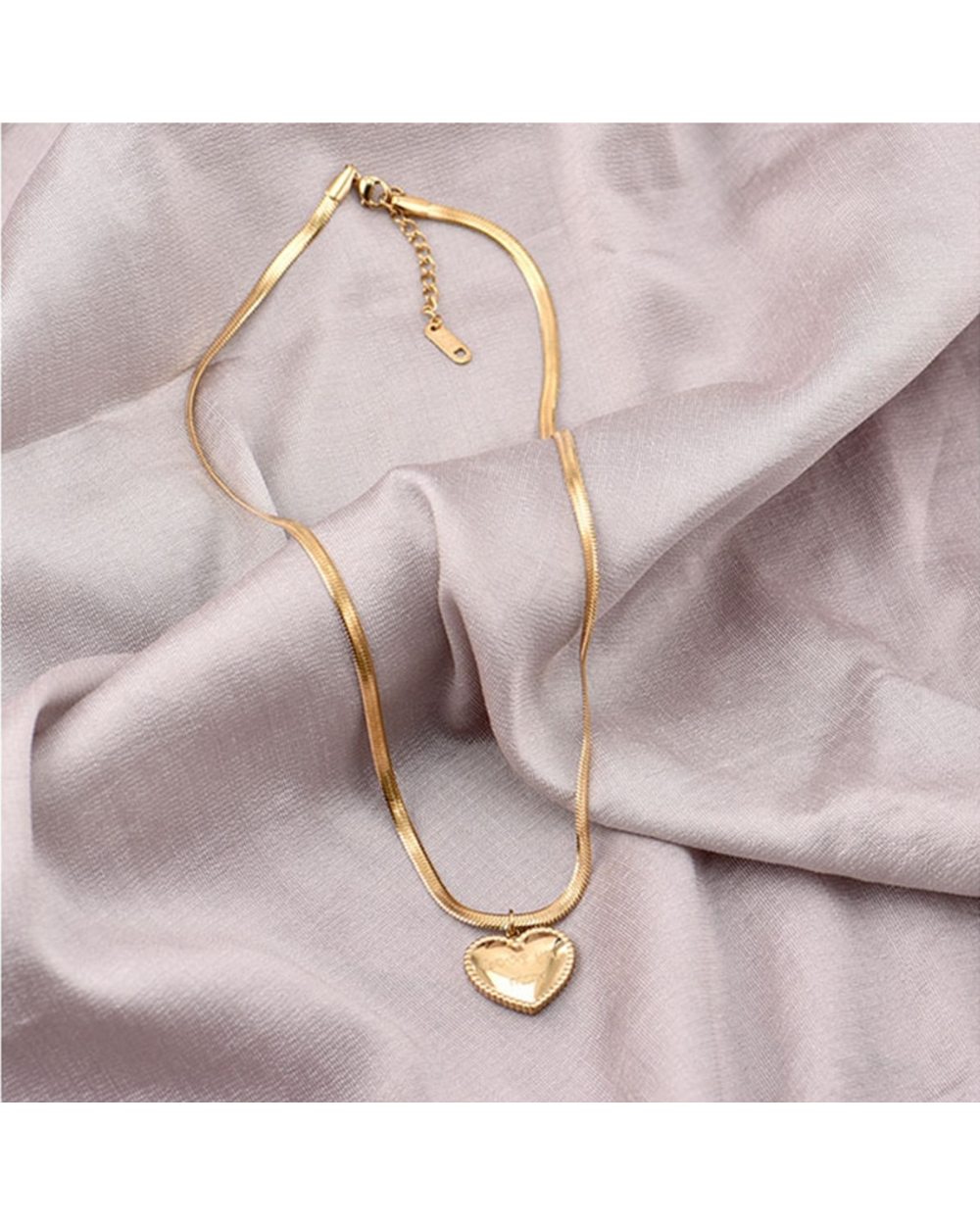 Heart Necklaces Snake Bone Chain Choker Pendants front-2