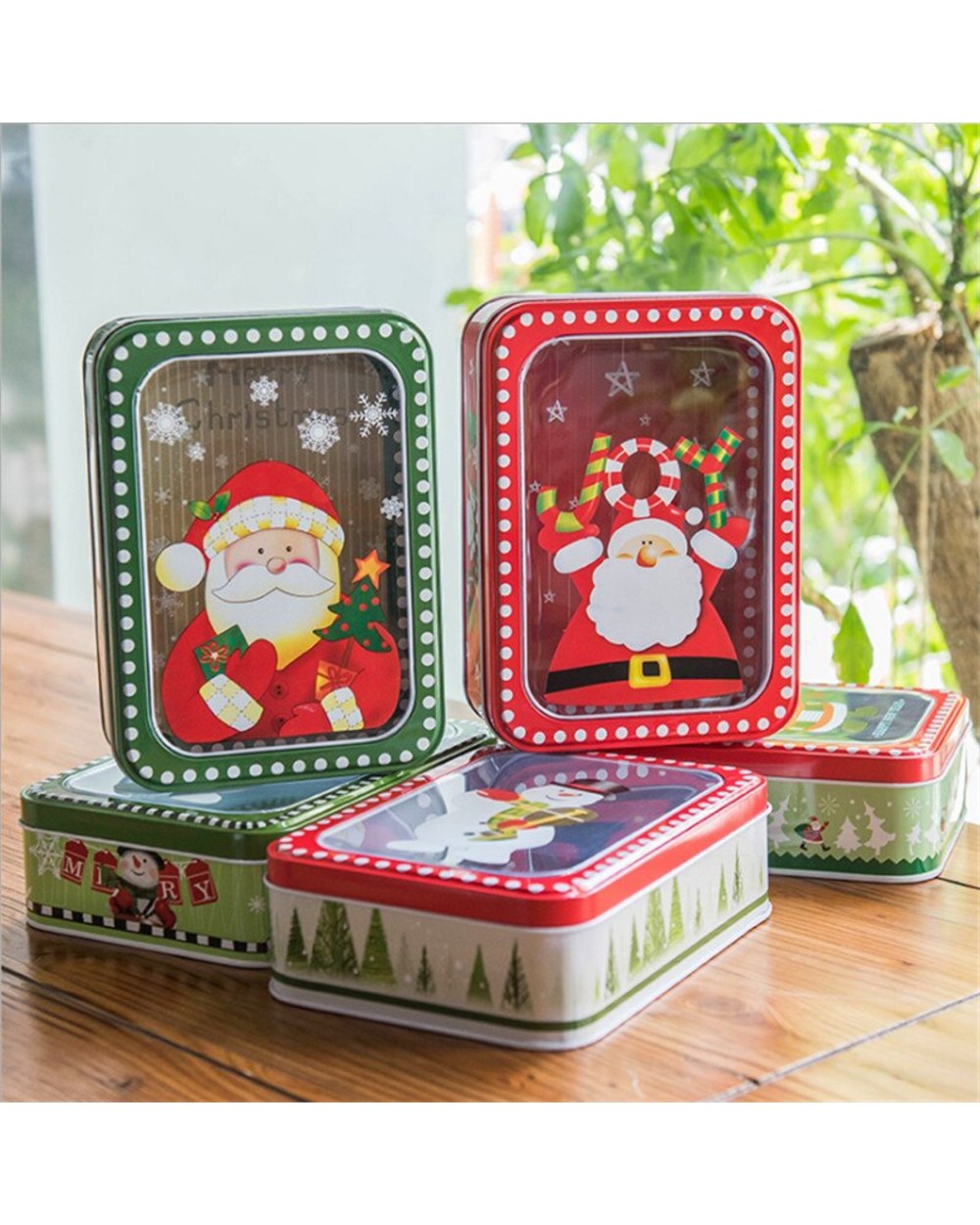 Merry Christmas Candy Box Christmas Tree Gift Box Party Gift Iron Box Container Supplies Scented Tea Biscuits Nut Box front-2