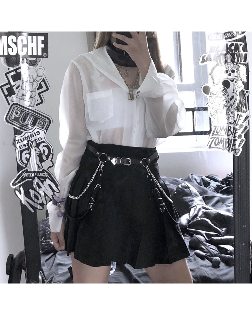 Women Skirt Belt Female Pu Leather Hiphop Rock Nightclub Sexy Jeans Dress Heart Punk Belt With Metal Waist Chain 383 front-3