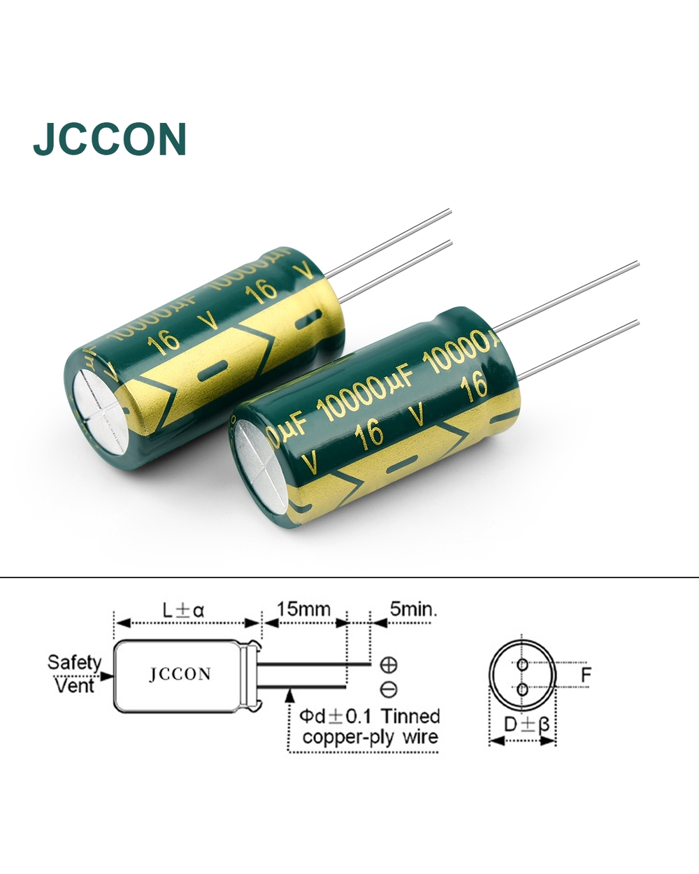 Jccon Aluminum Electrolytic Capacitor High Frequency Low Esr 6.3V 10V 16V 25V 35V 50V 63V 100V 400V 450V 100Uf 220Uf 33 front-1