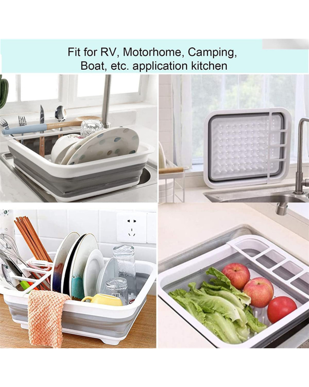 Foldable Dish Rack Kitchen Drainer Tool Bowl Tableware Plate Storage Organizer Holder Portable Fold Drying Home Tpr Rac front-3