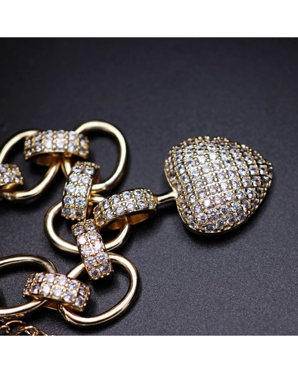 Luxury Full Cubic Zirconia Heart shape Pendant Necklace for women front-1