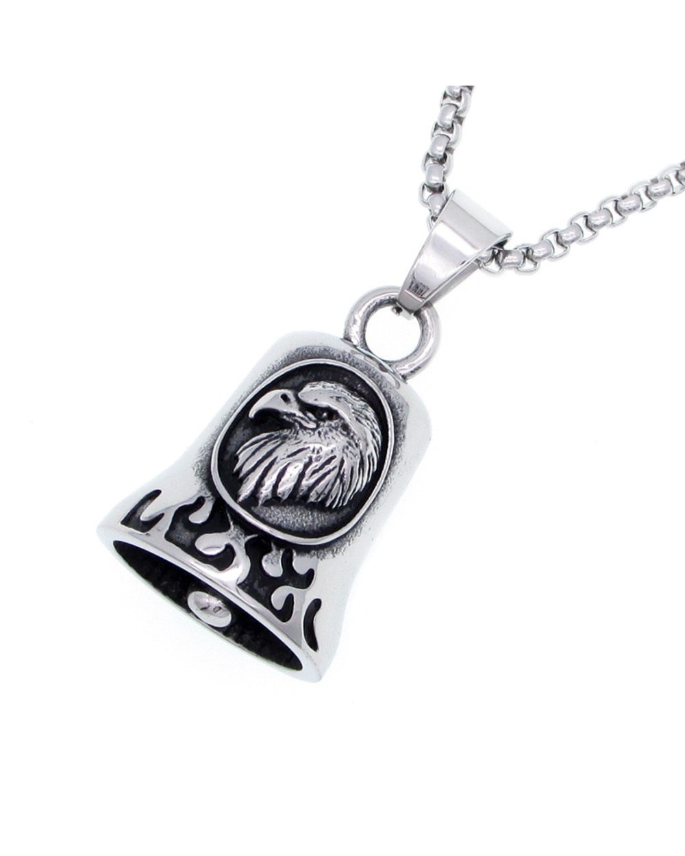 Vintage Cool Eagle Bell Pendant for Men Fashion Charm Necklace Biker Jewelry front-0