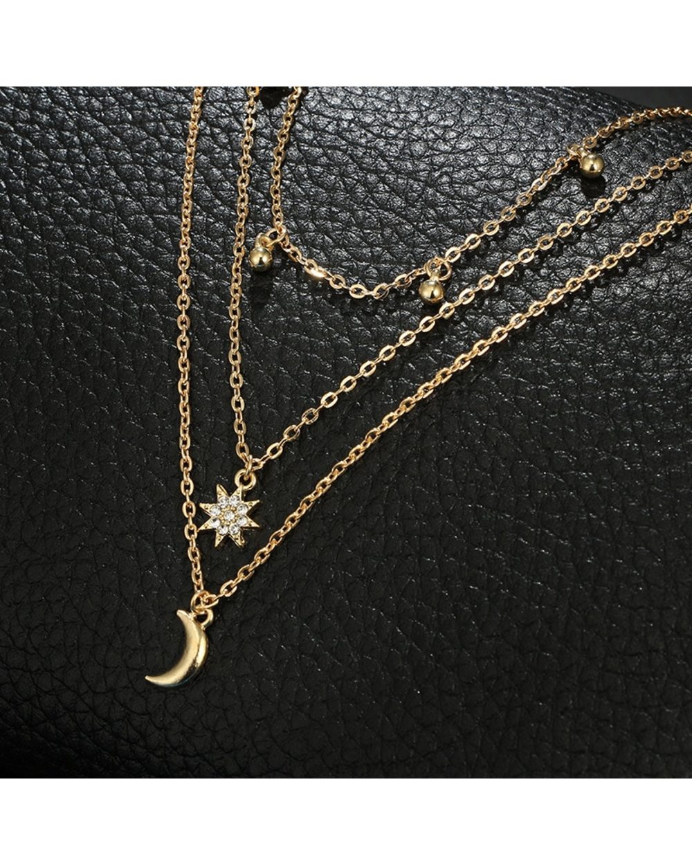 Female Necklace Multi Layered Moon Women Necklace Gold Color Necklace Girl Party Wear Gift Jewelry front-2