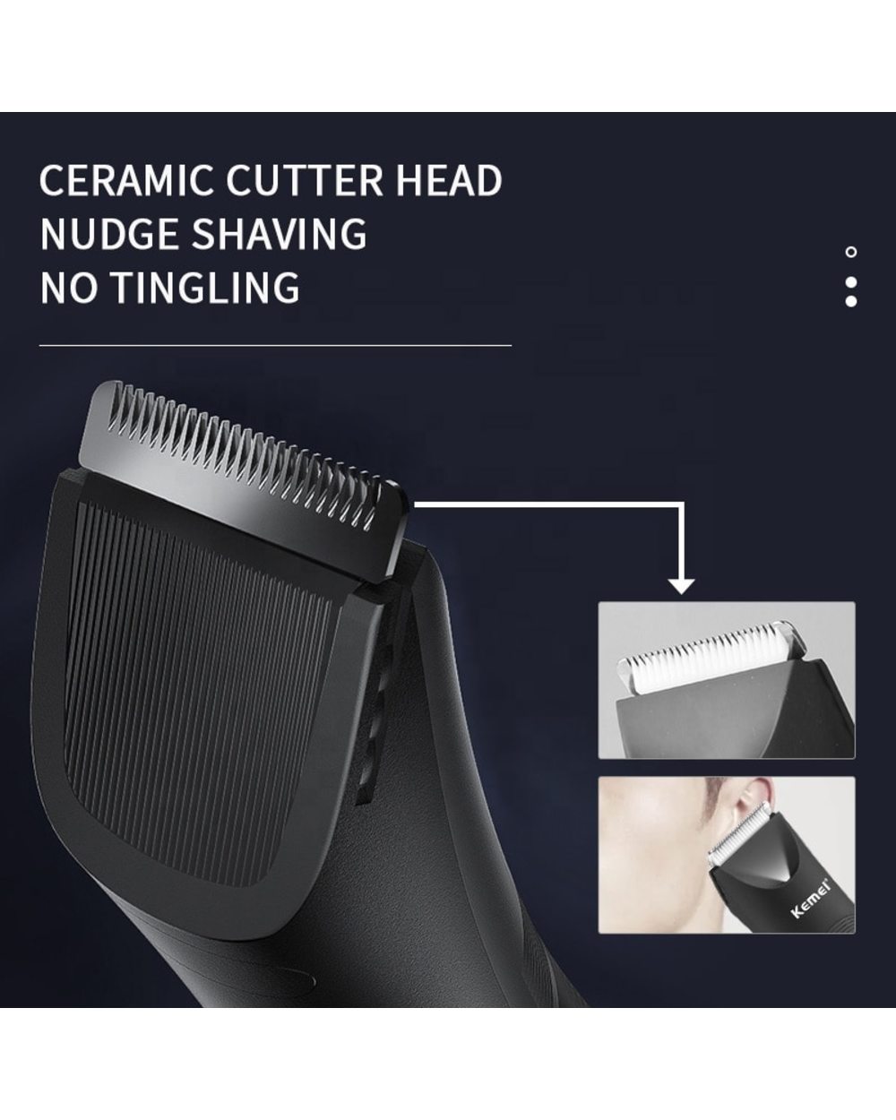 Kemei Groin Area Hair Trimmer Lawn Mower Ceramic Blade Waterproof Wet Dry Clippers Pubic Armpit Body Hair Ultimate Hygi front-2