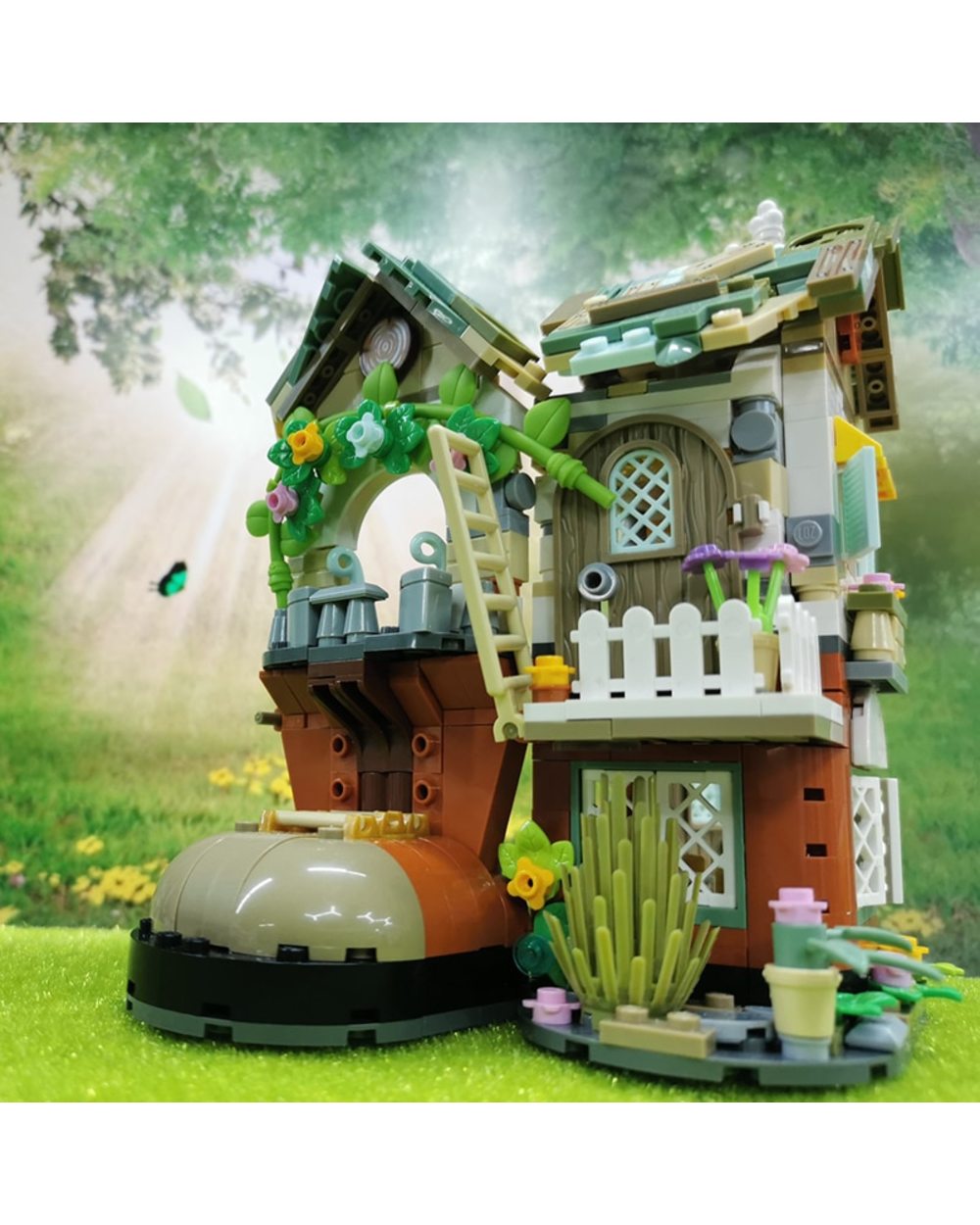 Forest Cabin Shoe House Rabbit Animal Flower Tree 3D Model DIY Mini Blocks Bricks Building Toy for Children Gift no Box front-2