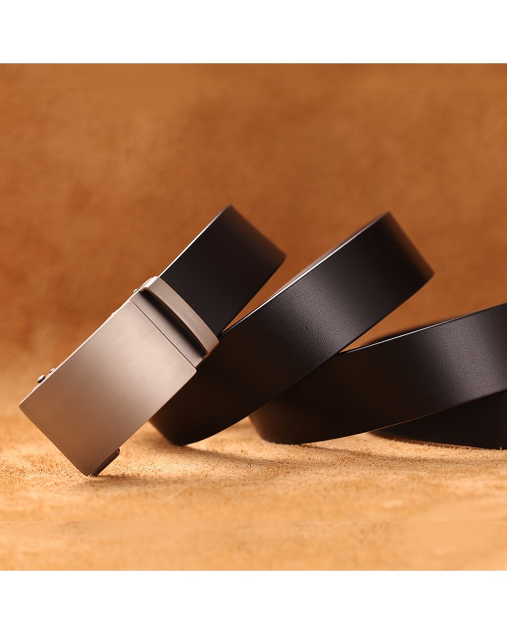 Genuine Cow Leather Automatic Belt For Men Formal Automatic Buckle Belt Genuine Leather Mens Business Strap front-4